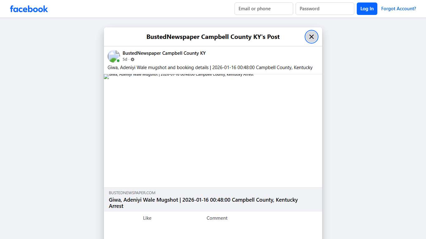 Giwa, Adeniyi Wale... - BustedNewspaper Campbell County KY | Facebook